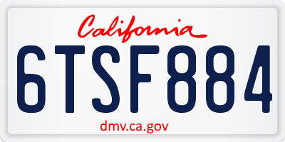 CA license plate 6TSF884