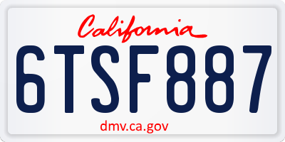 CA license plate 6TSF887