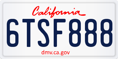 CA license plate 6TSF888