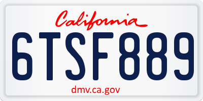 CA license plate 6TSF889