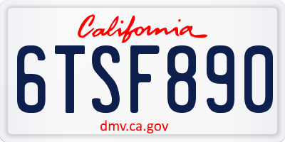 CA license plate 6TSF890