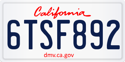 CA license plate 6TSF892