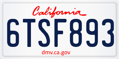 CA license plate 6TSF893