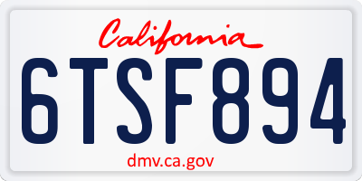 CA license plate 6TSF894