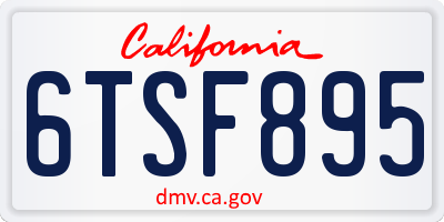 CA license plate 6TSF895