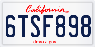 CA license plate 6TSF898