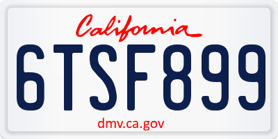 CA license plate 6TSF899