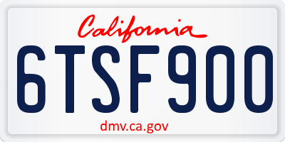 CA license plate 6TSF900