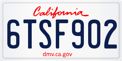 CA license plate 6TSF902