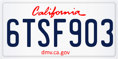 CA license plate 6TSF903