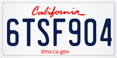 CA license plate 6TSF904