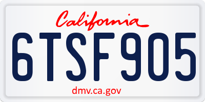 CA license plate 6TSF905