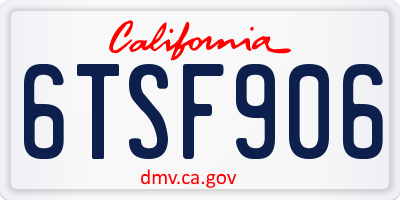 CA license plate 6TSF906