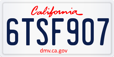 CA license plate 6TSF907