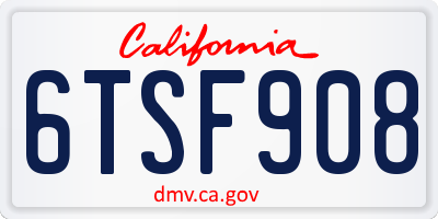 CA license plate 6TSF908