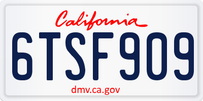 CA license plate 6TSF909