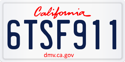 CA license plate 6TSF911