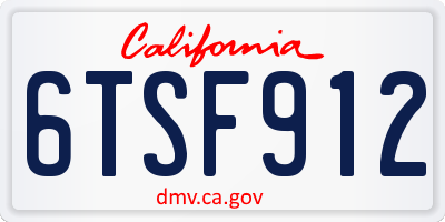 CA license plate 6TSF912