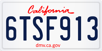 CA license plate 6TSF913