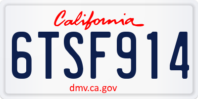 CA license plate 6TSF914