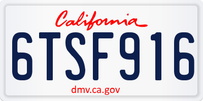 CA license plate 6TSF916