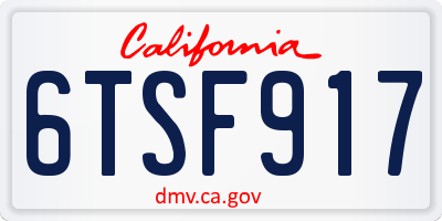 CA license plate 6TSF917