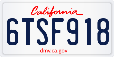 CA license plate 6TSF918