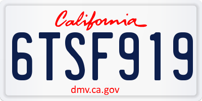CA license plate 6TSF919