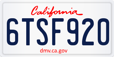 CA license plate 6TSF920