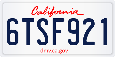 CA license plate 6TSF921