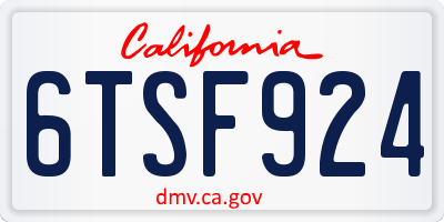CA license plate 6TSF924