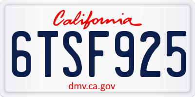 CA license plate 6TSF925