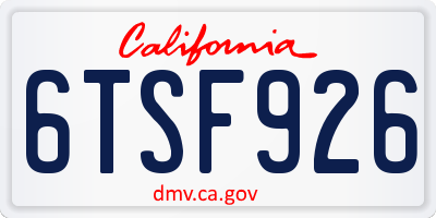 CA license plate 6TSF926