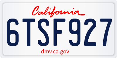 CA license plate 6TSF927