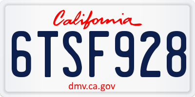CA license plate 6TSF928