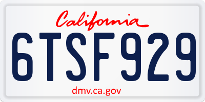 CA license plate 6TSF929