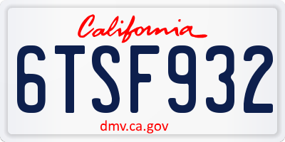 CA license plate 6TSF932