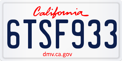 CA license plate 6TSF933
