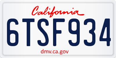 CA license plate 6TSF934