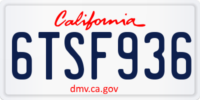 CA license plate 6TSF936