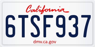 CA license plate 6TSF937