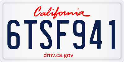 CA license plate 6TSF941