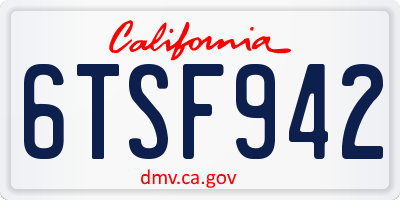 CA license plate 6TSF942