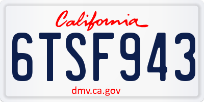 CA license plate 6TSF943