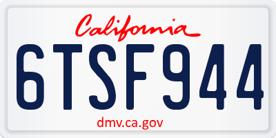 CA license plate 6TSF944