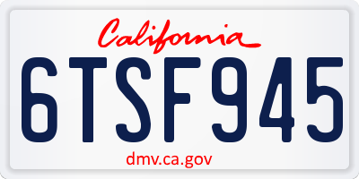 CA license plate 6TSF945