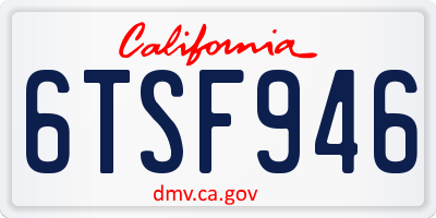 CA license plate 6TSF946