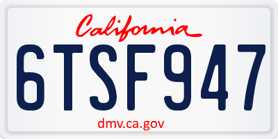 CA license plate 6TSF947