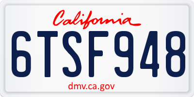 CA license plate 6TSF948