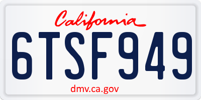 CA license plate 6TSF949